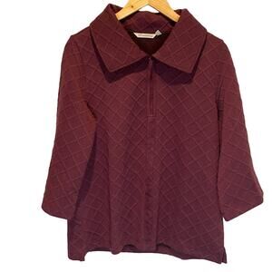 Soft Surroundings Dorothy Jacquard Pullover Top in Merlot - size Medium